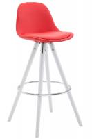 Barhocker Franklin Vollgepolstert Kunstleder Rund Weiß (eiche) rot