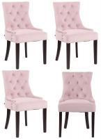 4er Set Esszimmerstühle Aberdeen Samt antik pink 