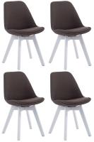 4er Set Besucherstühle Borneo V2 Weiß Stoff  dunkelgrau