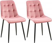 2er Set Esszimmerstuhl Gifford Samt pink