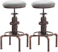 2er Set Barhocker Lumos Vintage Kunstleder bronze dunkelgrau