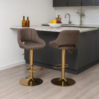 2er Set Barhocker Milet Stoff G braun 