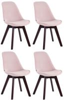 4er Set Besucherstühle Borneo V2 Samt walnuss pink