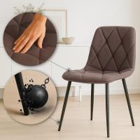 2er Set Esszimmerstuhl Clairton Stoff braun 