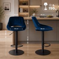 2er Set Barhocker HD Milet B Samt blau 