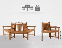 Baumbank Kenna mit Armlehne halbrund 200 cm teak 