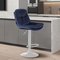 Barhocker Laurel Samt weiß blau