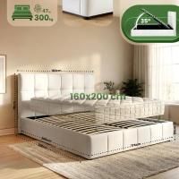Bett Ladia Stoff 160x200 cm creme 