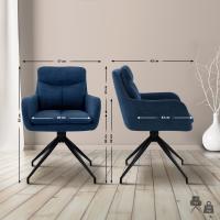 2er Set Esszimmerstuhl Somers Stoff blau 