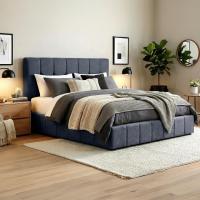 Bett Ladia Stoff 180x200 cm dunkelgrau