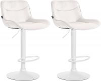2er Set Barhocker Vonore Samt weiß creme