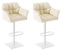 2er Set Barhocker Damaso Kunstleder weiß creme