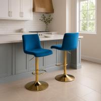 Barhocker Hover Samt G blau 