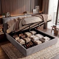 Bett Mirka 180x200 cm Stoff grau
