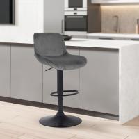 2er Set Barhocker Solon Schwarz Samt  dunkelgrau 