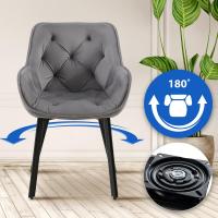 2er Set Esszimmerstuhl Antigo Samt  dunkelgrau 