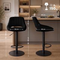 2er Set Barhocker HD Milet B Stoff schwarz 2er Set Barhocker HD Milet B Stoff schwarz