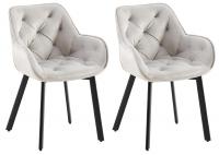 2er Set Esszimmerstuhl Antigo Samt  grau 