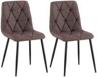 2er Set Esszimmerstuhl Clairton Stoff braun 