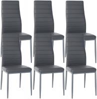 6er Set Esszimmerstühle Mayfair Kunstleder grau 