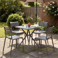 Gartenmöbel-Set Vela mit 4 Stühlen dunkelgrau 