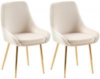 2er Set Esszimmerstuhl Elmira Samt gold creme