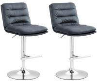 2er Set Barhocker Damar Samt chrom dunkelgrau 