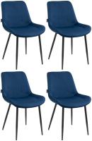 4er Set Esszimmerstühle Victoria Samt blau