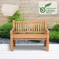Teakbank Daxon mit Sitzkissen 120 cm creme 