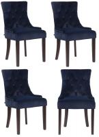 4er Set Esszimmerstühle Aberdeen Samt antik blau 
