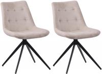 2er Set Esszimmerstuhl Merna Samt  creme