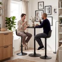 2er Bartisch Set Velor Kunstleder schwarz 