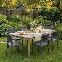 6er Set Stühle Portofino dunkelgrau 