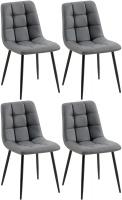 4er Set Esszimmerstuhl Antibes Kunstleder dunkelgrau
