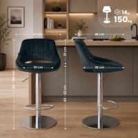 2er Set Barhocker HD Milet C Samt dunkelgrau 