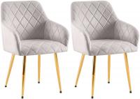 2er Set Esszimmerstuhl Monett Samt G grau 