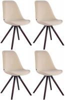 4er Set Stühle Toulouse Samt Rund cappuccino (eiche) creme