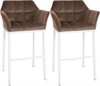 2er Set Barhocker Damaso W Samt mit 4-Fuß Gestell braun