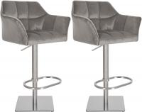 2er Set Barhocker Damaso E Samt grau