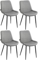 4er Set Esszimmerstühle Victoria Samt grau
