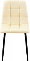 4er Set Esszimmerstuhl Antibes Kunstleder creme 