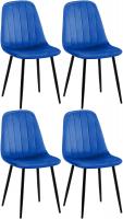 4er Set Esszimmerstuhl Baxter Samt blau