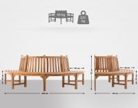 Baumbank Leming halbrund 250 cm teak 