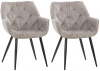 2er Set Stuhl Tanna Samt grau