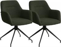 2er Set Esszimmerstuhl Merlinda Stoff Teddy dunkelgrün