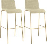 2er Set Barhocker Hoover Stoff 4-Fuß Gold creme