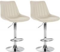 2er Set Barhocker Toni Kunstleder chrom creme