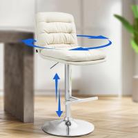 2er Set Barhocker Damar Stoff chrom creme 