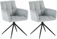 2er Set Esszimmerstuhl Jonah Stoff hellgrau