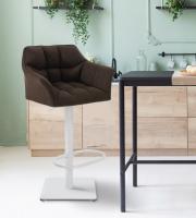 2er Set Barhocker Damaso Stoff weiß braun 